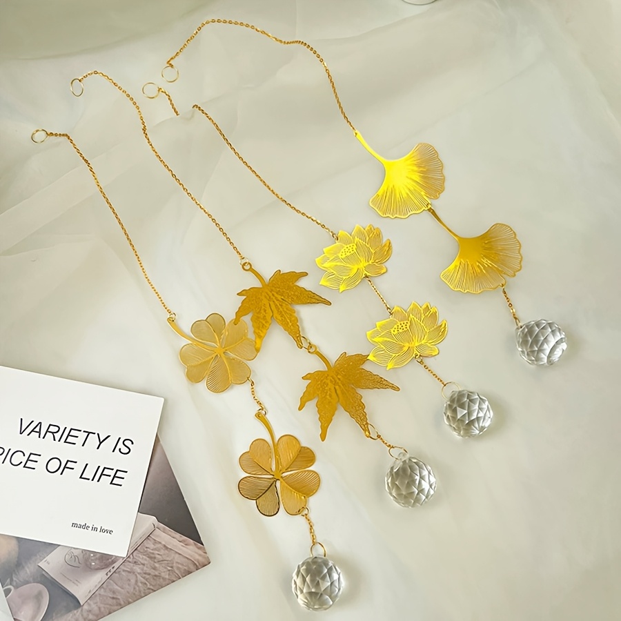 Crystal Ball Pendant with Lotus and Four-Leaf Clover